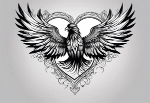 phoenix wings that makes a heart tattoo idea