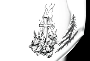 Campfire with cross hidden in the flames include the great outdoors make sure cross doesn't look like it is on fire tattoo idea