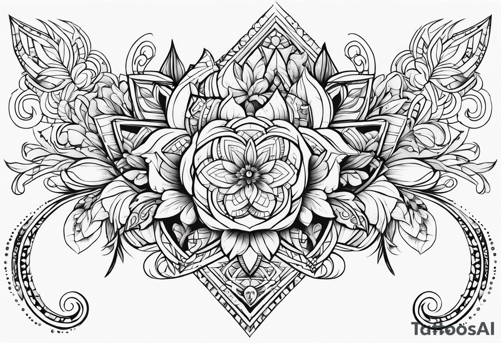 Tribal, flowers, thigh tattoo idea