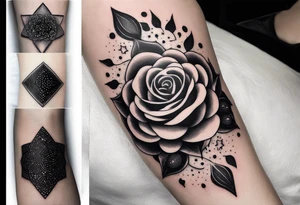 Tesseract and stars and roses tattoo idea