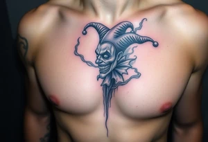 jester in a fog of smoke tattoo idea