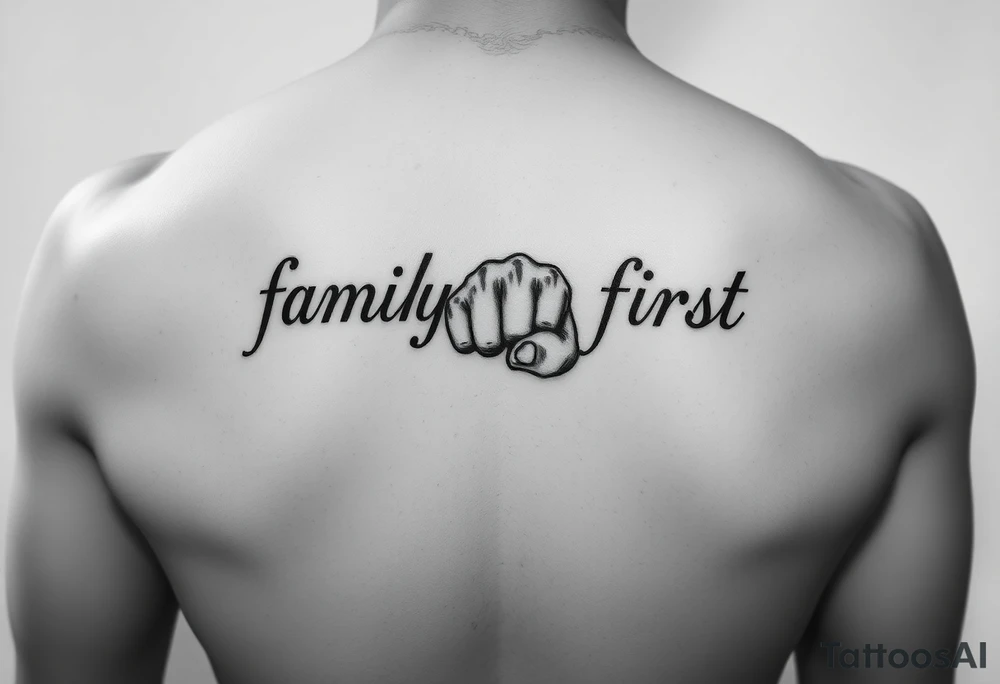 “family first”, semicolon, cancer astrological sign, closed fist tattoo idea