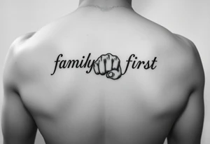 “family first”, semicolon, cancer astrological sign, closed fist tattoo idea
