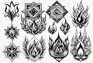 Variety of flames flash sheet tattoo idea