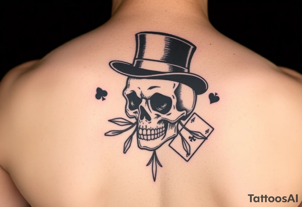 voodoo skull, top hat, ace cards, tattoo idea