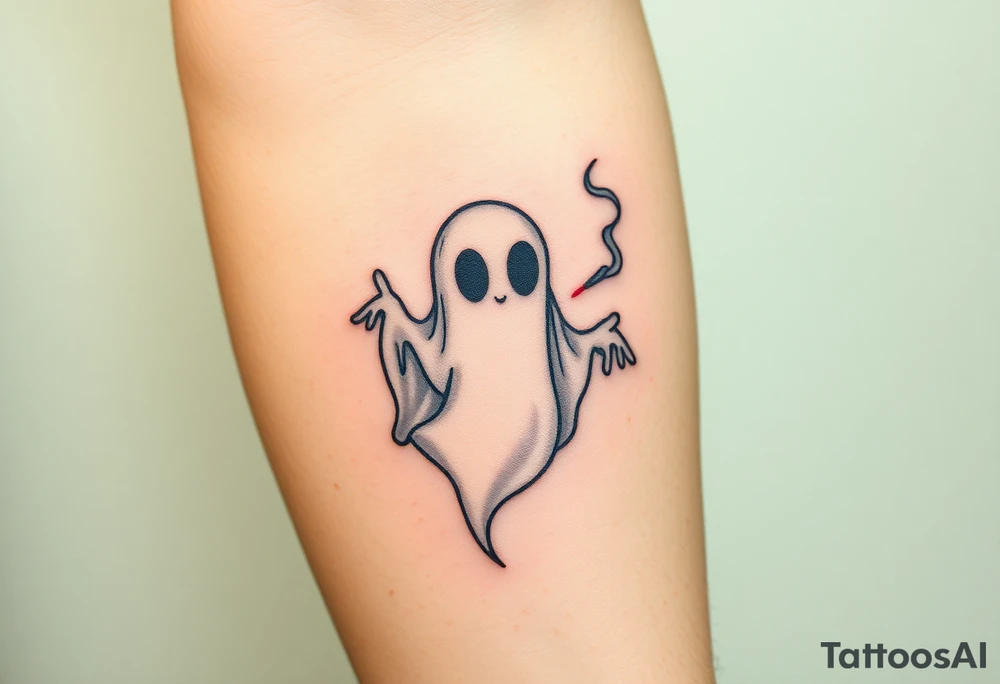 Cute ghost smoking tattoo idea