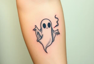 Cute ghost smoking tattoo idea