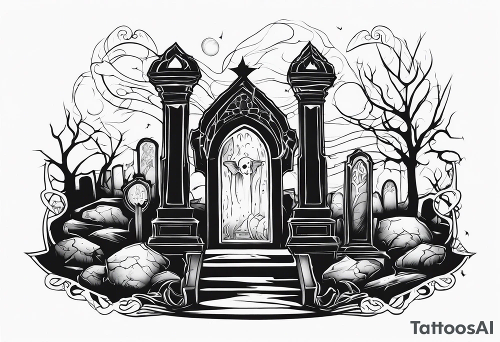 Ghostly Graveyard tattoo idea