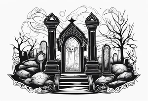 Ghostly Graveyard tattoo idea