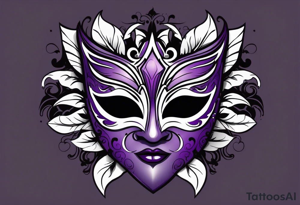 Unhappy Masquerade mask that is purple and black  with smoke tattoo idea