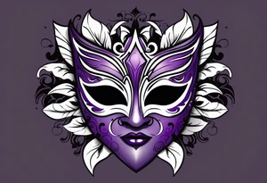 Unhappy Masquerade mask that is purple and black  with smoke tattoo idea