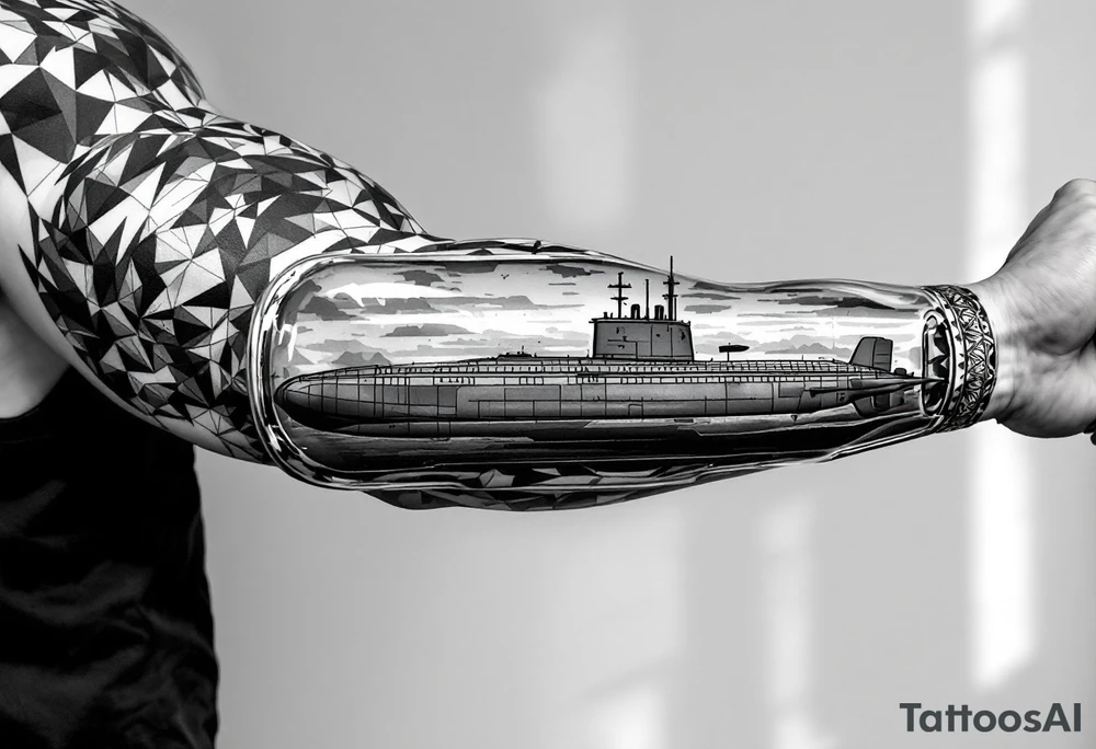 Ohio class submarine in a bottle tattoo idea