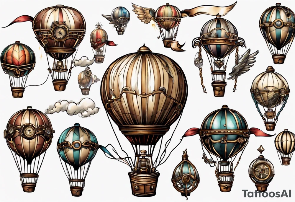 steampunk hot air balloon tattoo idea