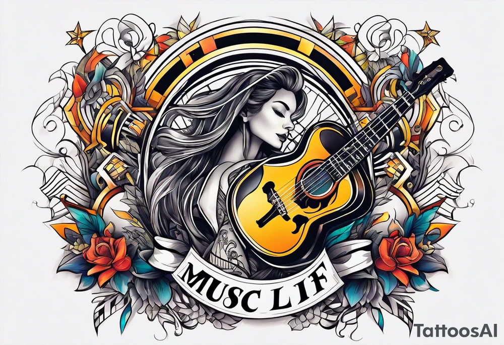 MUSIC LIFE FAMILY tattoo idea