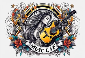 MUSIC LIFE FAMILY tattoo idea
