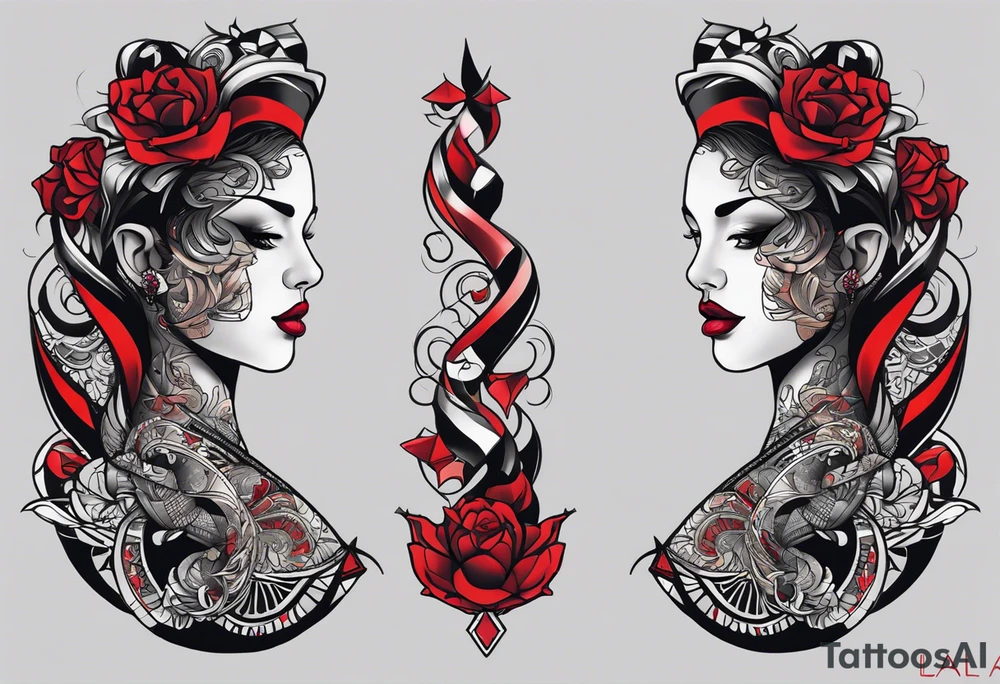 Visualize an (((extremely detailed and advanced tattoo design))), where the name 'LA' stands out in a (((distinctively shaped neck))), adorned with intricate ((colored red and black) lining that creates a (((subtle yet striking visual contrast))) against the (softly glowing, matte skin) for men tattoo idea