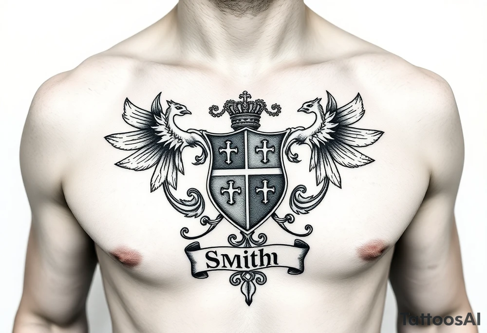 Irish family crest for Smith. Full chest tattoo tattoo idea
