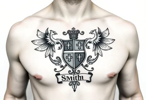 Irish family crest for Smith. Full chest tattoo tattoo idea