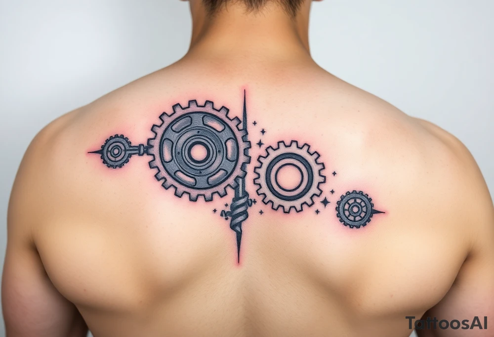 Mechanical gears blinking one another down my arm tattoo idea