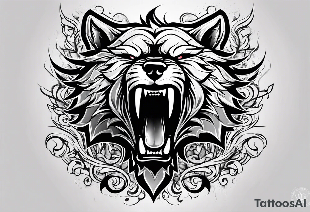 Angry wolfe tattoo idea