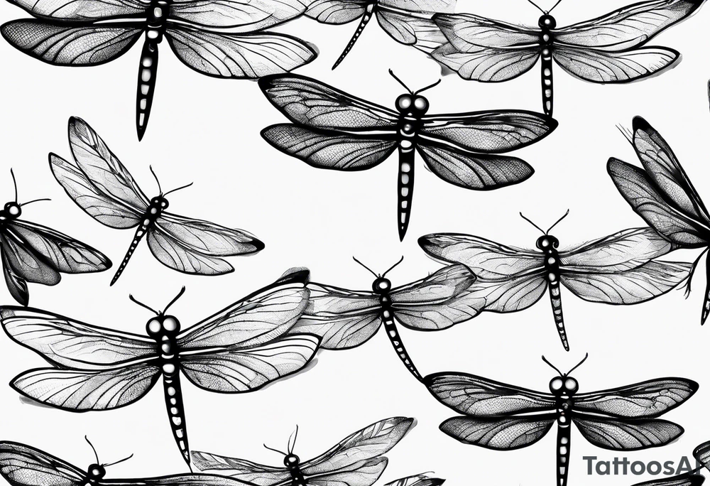 4 dragonflies flying together tattoo idea