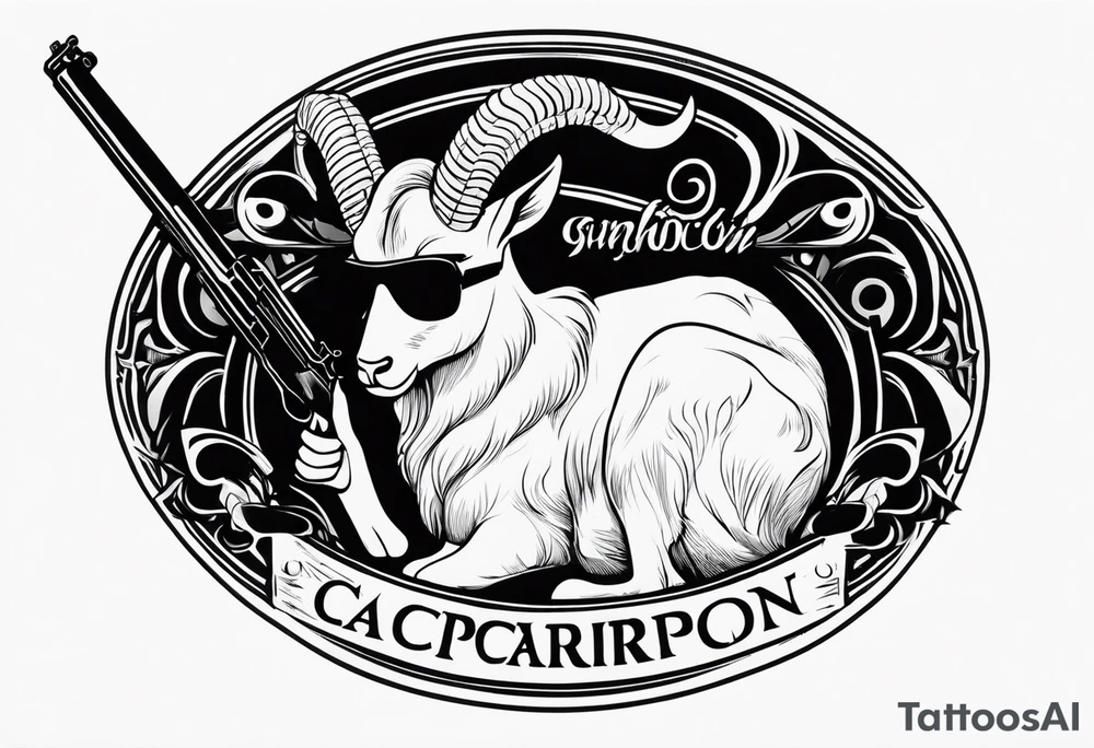 capricorn with sunglasses and a shotgun tattoo idea