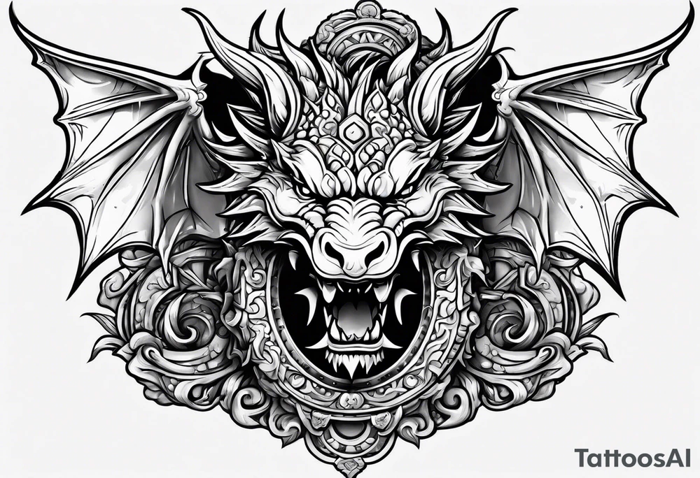 Cute Dragon roman columns tattoo idea