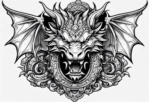 Cute Dragon roman columns tattoo idea