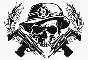 skull and fire arms tattoo idea