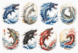 a white Bake-kujira tattoo idea