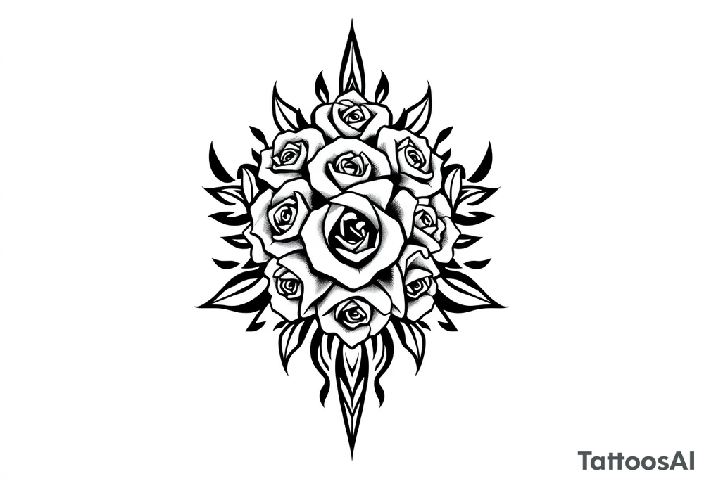 A lot of small roses in a diamond shape tattoo idea