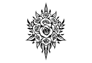 A lot of small roses in a diamond shape tattoo idea