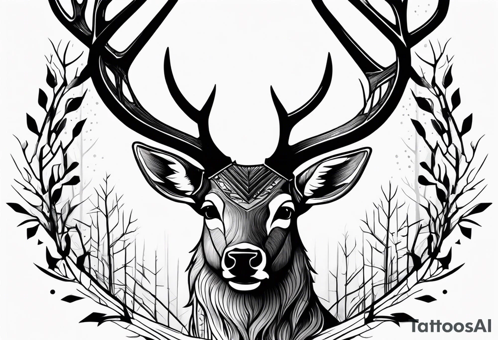 Friday the 13th, deer with antlers tattoo idea