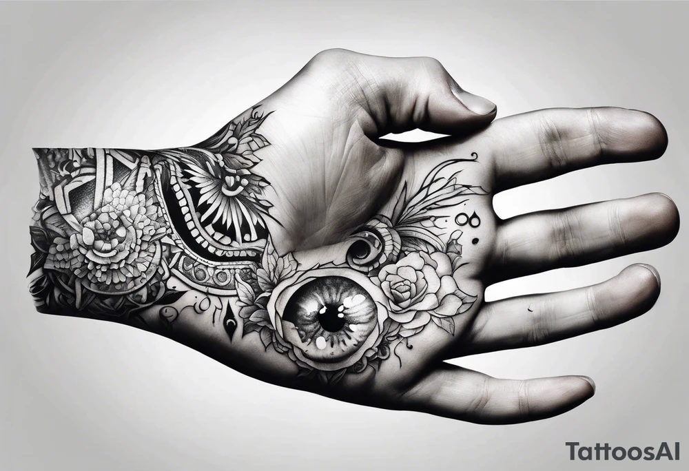 human hand with a bleeding hole through it tattoo idea