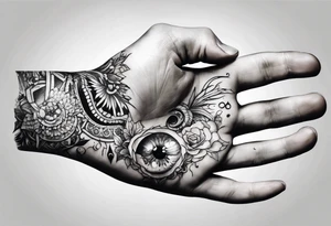 human hand with a bleeding hole through it tattoo idea