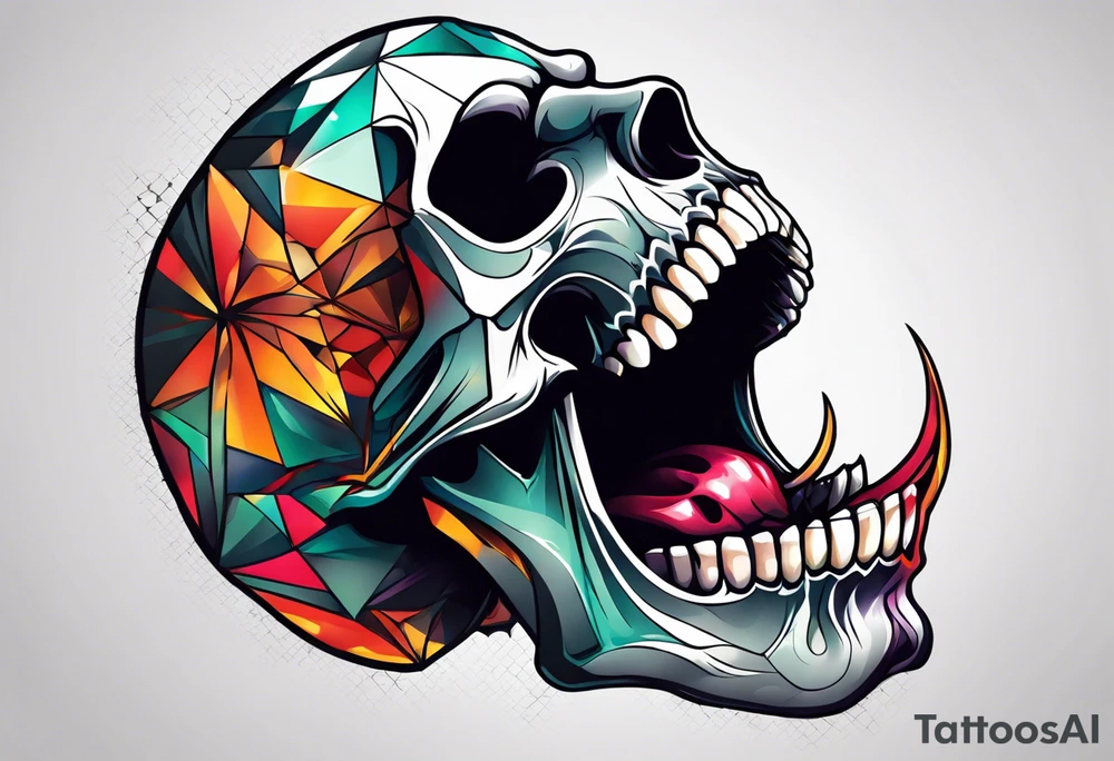 skull mouth open tattoo idea