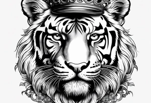 A tiger with crown and smoke rose times clocks tattoo idea