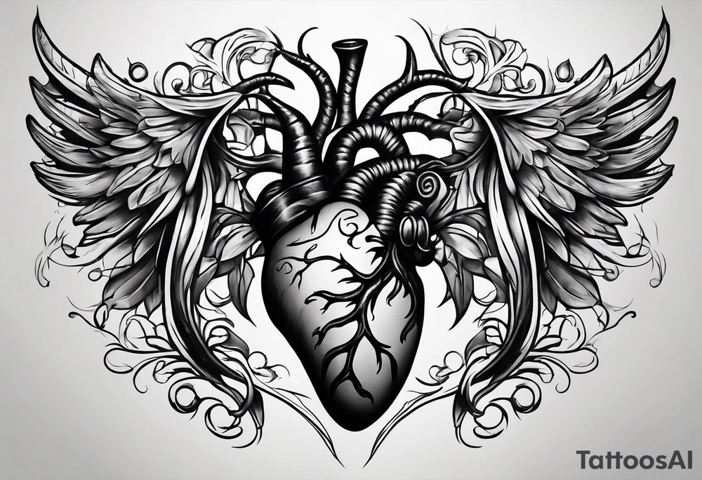Back ribs exposing anatomically correct heart tattoo idea