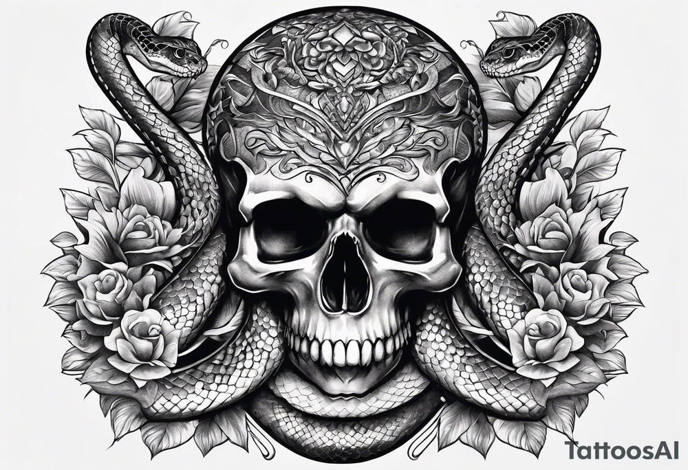 Snake and skull tattoo idea