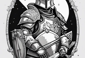 knight in heavy armor full body in profile tattoo idea