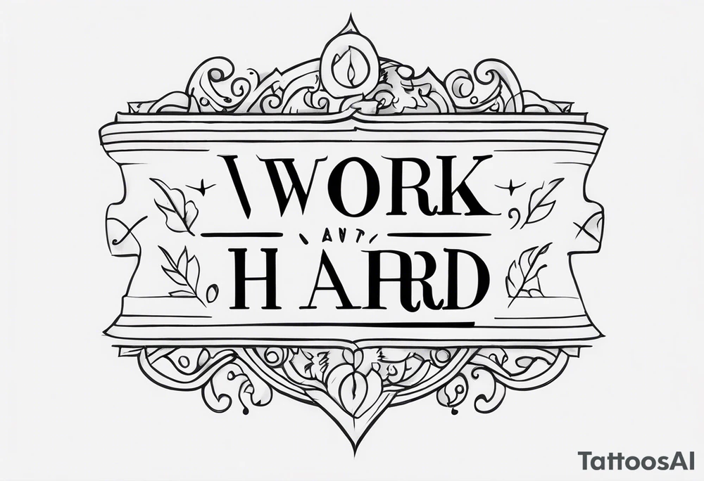 I want a painting style tattoo with the letters "work hard, play hard". tattoo idea
