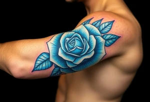 money rose in blue tattoo idea