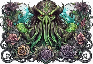 Cthulhu arm sleeve with other eldritch beasts tattoo idea
