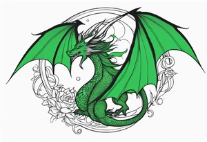 Moon fairy green dragon tattoo idea