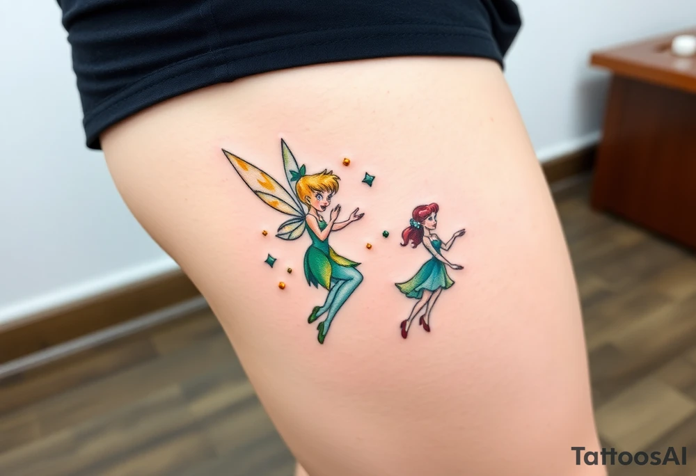 Walt Disney   tinker bell and winer tinker bell  Peter  Pan and   Wendy Darling tattoo idea
