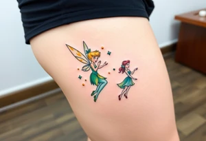 Walt Disney   tinker bell and winer tinker bell  Peter  Pan and   Wendy Darling tattoo idea