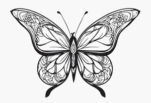 Ala de ángel y ala de mariposa tattoo idea