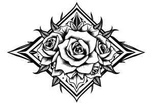 Roses filing the inside of an elongated diamond shape tattoo idea