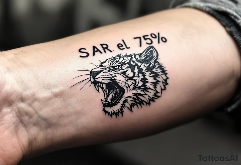 la palabra SAR como titulo y el 75% como subtitulo, que se vea majestuoso y que el diseno sea inspirado al Trading (bolsa de valores) tattoo idea