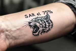 la palabra SAR como titulo y el 75% como subtitulo, que se vea majestuoso y que el diseno sea inspirado al Trading (bolsa de valores) tattoo idea